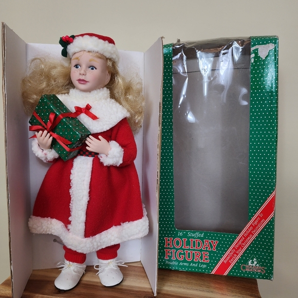 VTG Holiday Creations 16" Stuffed Posable Girl Figure Red Coat Christmas Decor - Picture 2 of 9